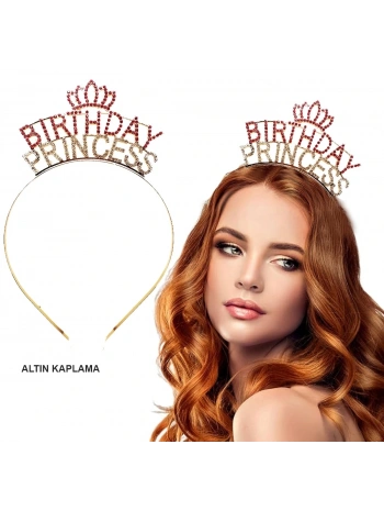 Birthday Princess Kristal Taç – Altın Kaplama (5047)