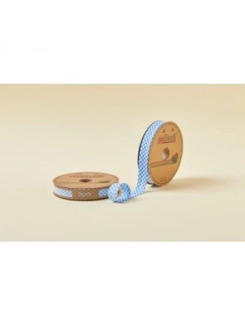 Biye Ekoseli Katlı E01 Mavi 2 Cm 25 Metre %65 Koton %35 Polyester