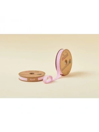 Biye Ekoseli Katlı E02 Pembe 2 Cm 25 Metre %65 Koton %35 Polyester