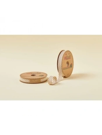 Biye Ekoseli Katlı E09 Kahverengi 2 Cm 25 Metre %65 Koton %35 Polyester