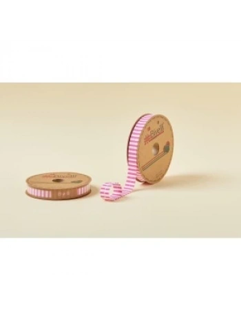 Biye Kalın Çizgili Katlı F02 Pembe 2 Cm 25 Metre %65 Koton %35 Polyester