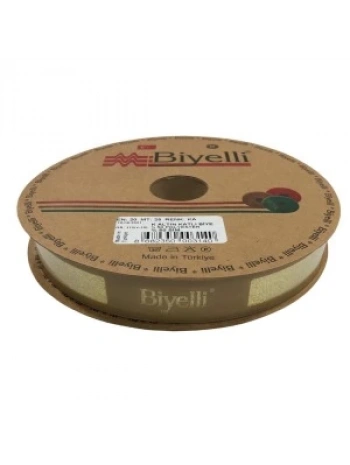Biye Simli Katlı Ka Altın 2 Cm 25 Metre %50 Simli % 50 Polyester