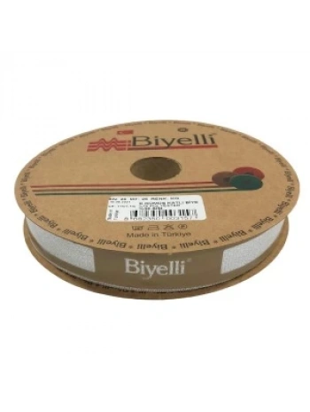 Biye Simli Katlı Kg Gümüş 2 Cm 25 Metre %50 Simli % 50 Polyester
