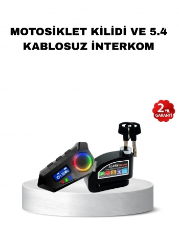 Bluetooth 5.4 İntercom ve Alarmlı Disk Kilidi Seti Güçlü Ses ve Güvenlik