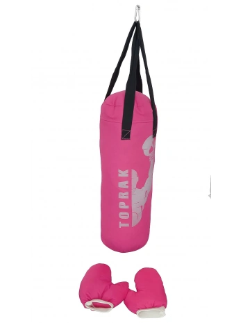 Boks Torbası Eldiven Ve Karabina Hediyeli İçi Dolu 50x20 Cm Pembe