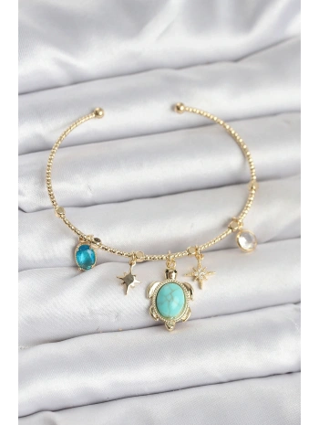 Caretta Caretta Charmlı Gold Renk Kadın Bileklik