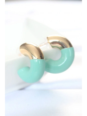 CCB Turkuaz Gold Çift Renk Küpe