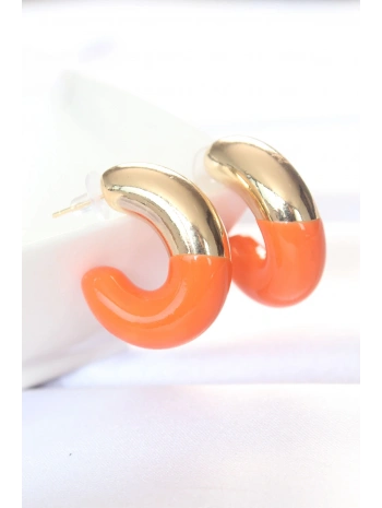 CCB Turuncu Gold Çift Renk Küpe