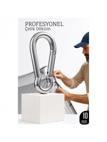 Çelik Yan Açılır Karabina -10 mm Kamp, Tırmanış ve Günlük Kullanım İçin Güvenli Kilit