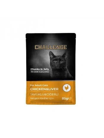 Challenge Tavuklu ve Ciğerli Pouch Yetişkin Konserve Kedi Maması 85 Gr