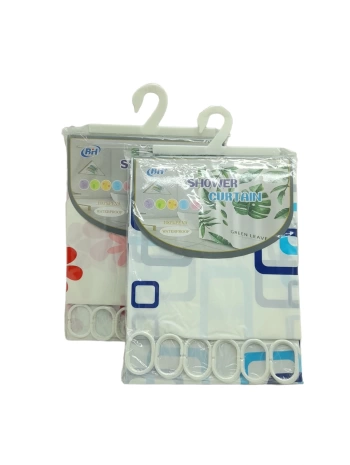 ÇİF KANAT PVC BANYO PERDESİ 2  PARÇA  X 90X180CM - 12 HALKALI (5047)