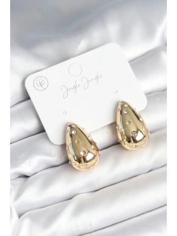 Damla Model Pirinç Gold Renk Kadın Küpe