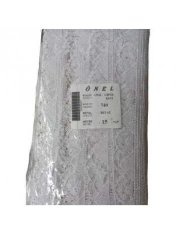 Dantel Polyester Güpür Bant Beyaz 15 Metre En 5 Cm On-740-b