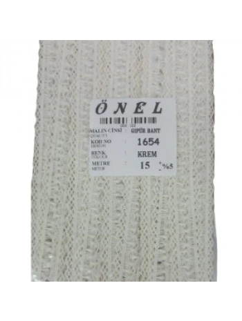 Dantel Polyester Güpür Bant Krem 15 Metre En 3 Cm On-1654-k