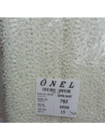 Dantel Polyester Güpür Bant Krem 15 Metre En 6 Cm On-782-kr
