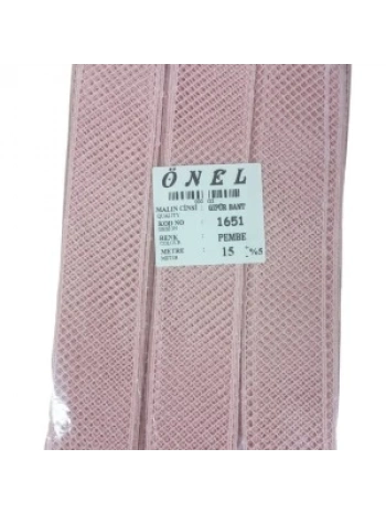 Dantel Polyester Güpür Bant Pembe 15 Metre En 3 Cm On-1651-p