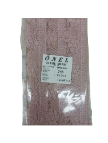 Dantel Polyester Güpür Bant Pudra 14,80 Metre En 3 Cm On-745-pu