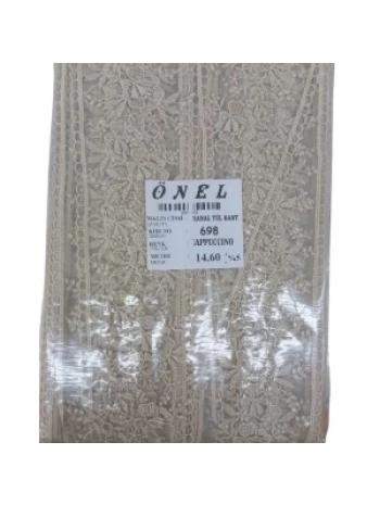 Dantel Polyester Sanal Tül Bant Cappucino 14,60 Metre En 6 Cm On-698-c