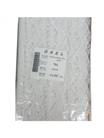 Dantel Polyester Sanal Tül Bant Krem 14,50 Metre En 3 Cm On-784-kr