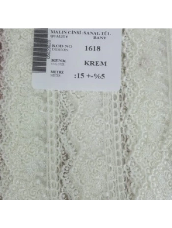 Dantel Polyester Sanal Tül Bant Krem 15 Metre En 3 Cm On-1618-kr