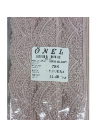 Dantel Polyester Sanal Tül Bant Y.pudra 14,40 Metre En 3 Cm On-784-pu