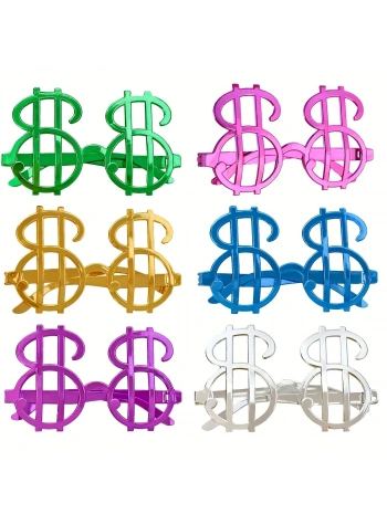 Dolar Şekilli Metalize Parti Gözlüğü 6 Adet (5047)