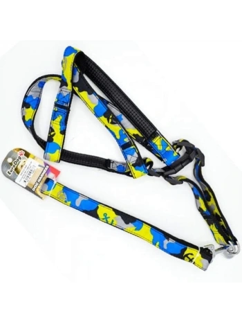 Euro Dog Köpek Uzatma Tasması ve Göğüs Tasması Takımı Sarı Kamuflaj 25 Mm 120 Cm