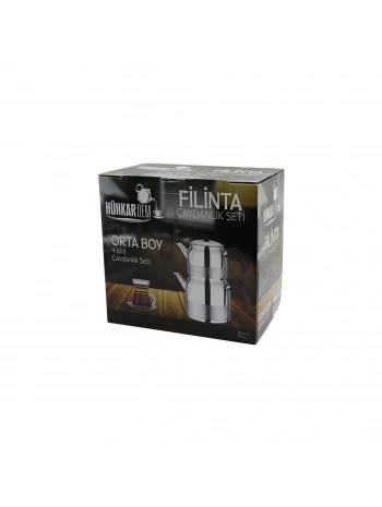 FİLİNTA ORTA BOY ÇELİK ÇAYDANLIK SETİ ÇİFT KAPAKLI RENKLİ BAKALİT KULP ÜST DEMLİK: 1.25LT - ALT SULUK: 2.25LT KENDİNDEN SÜZGEÇLİ (5047)