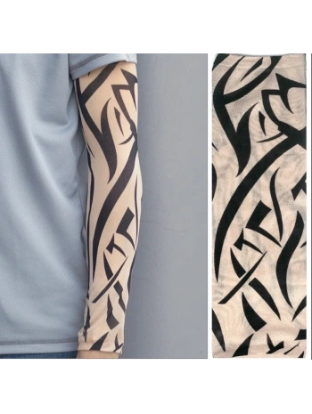 Giyilebilir Kol Dövmesi Çorap Dövme 3D Baskılı Kol Bacak Dövme 2 Adet Model 7 (5047)