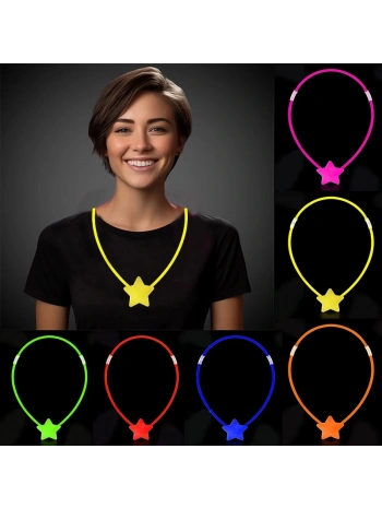 Glow Stick Yıldız Kolye - Glow Kolye - Glow Stick Partisi Yıldız Kolye 6 Adet (5047)