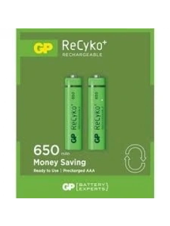 GP RECYKO 650mAh AAA ŞARJLI İNCE PİL 63C092  2Lİ KART (5047)