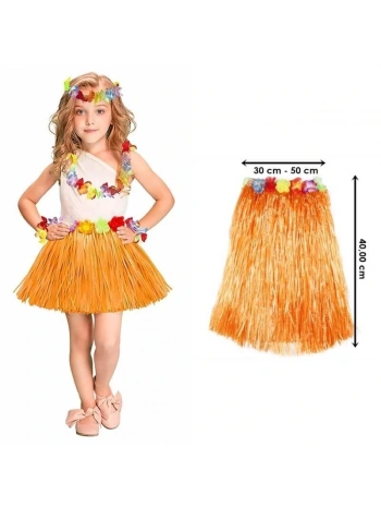 Hawaii Hula Eteği Turuncu Renk 40 cm (5047)
