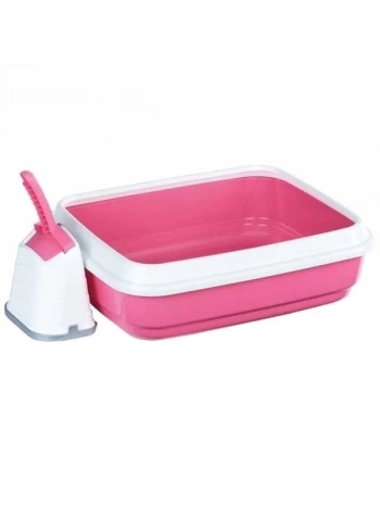 İmac Duo Kürekli Açık Kedi Tuvaleti Pembe 50x40x15 Cm