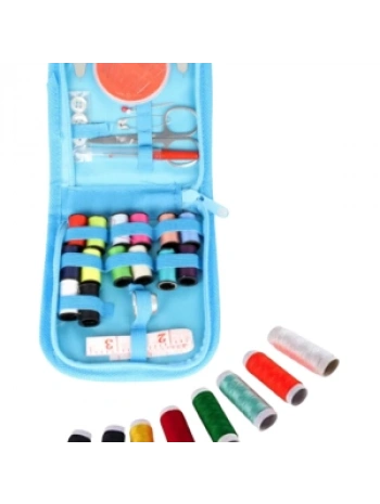 İplik Set Fermuarlı Plastik Dikiş Seti Mavi
