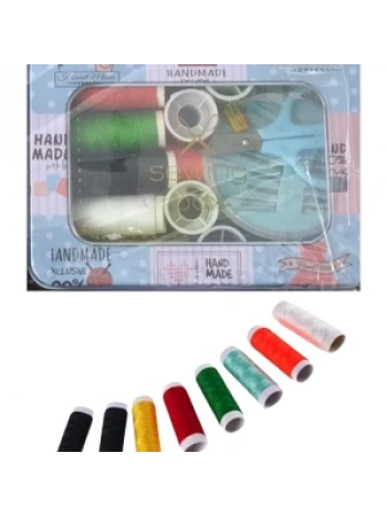 İplik Set Teneke Kutu Kare Plastik Dikiş Seti