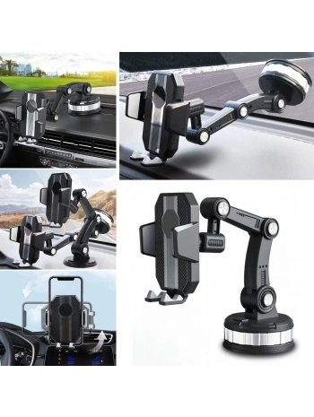 Jel Vantuzlu Cama Takılabilen Güçlü 360 Derece Dönebilen Ayarlanabilir Araç Içi Vantuzlu Telefon Tutucu (5047)