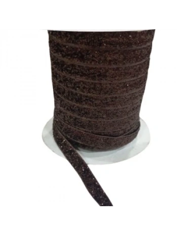Kadife Kurdele Simli 1 Cm Kahverengi 2 Metre