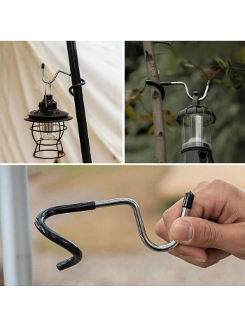 Kamp İçin Çok Fonksiyonlu S-Şekilli Direk Askısı Kaymaz Paslanmaz Çelik Eşya Asma Kancası (5047)