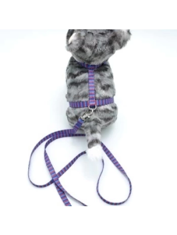 Kedi Çizgili Göğüs Tasması Ve Gezdirme Seti Ps9638
