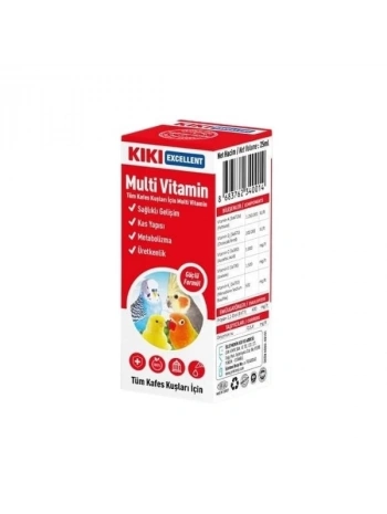 Kiki Excellent Kuşlar için Multi Vitamin Sıvı Damla 25 Ml