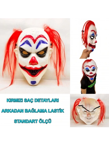 Kızıl Saçlı Joker Palyaço Maskesi (5047)