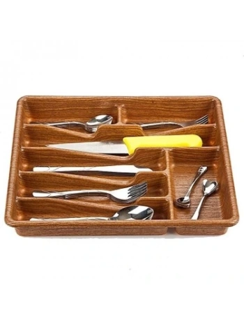 KÜÇÜK - AHŞAP RENK - 7 BÖLMELİ ÇEKMECE İÇİ KAŞIKLIK 36X32CM (5047)