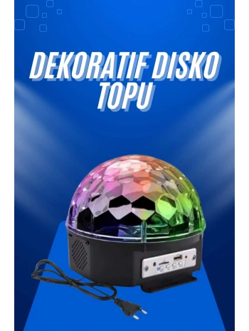 Küre Disko Topu Müzik Çalar Renkli Lazer Işıklı Bluetooth Disko Parti Işığı Kumandalı
