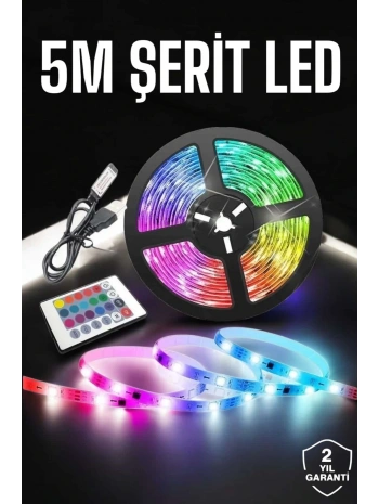 Led Işık 5 Metre Şerit Led RGB Işıklı