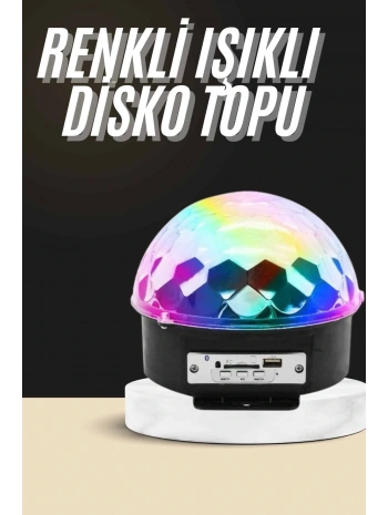Led Işık Disko Topu Bluetooth Hoparlörlü USB Müzik Çalar Kumandalı