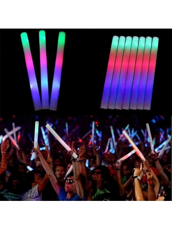 Led Işıklı Rengarenk Sünger Parti Çubuk Işıklı Kauçuk Sopa 46 cm (5047)