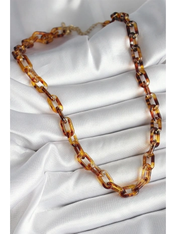 Leopar Desenli Mika Zincir Kadın Kolye