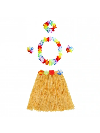 Luau Aloha Hawaii Kolye Etek Taç ve Bileklik Seti Turuncu (5047)