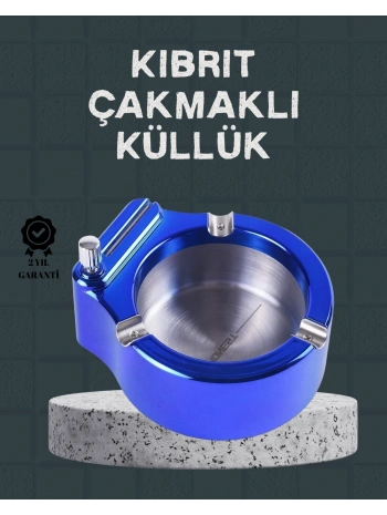 Masa Üstü Çakmaklı Küllük Paslanmaz Metal Gövde