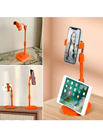 Masa Üstü Tablet ve Telefon Tutucu Plastik Aparat Turuncu Telefon Standı (5047)